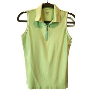 Izod Lime Green Top 1/4 zip Sleeveless Womens Size Medium Golf Pickleball
